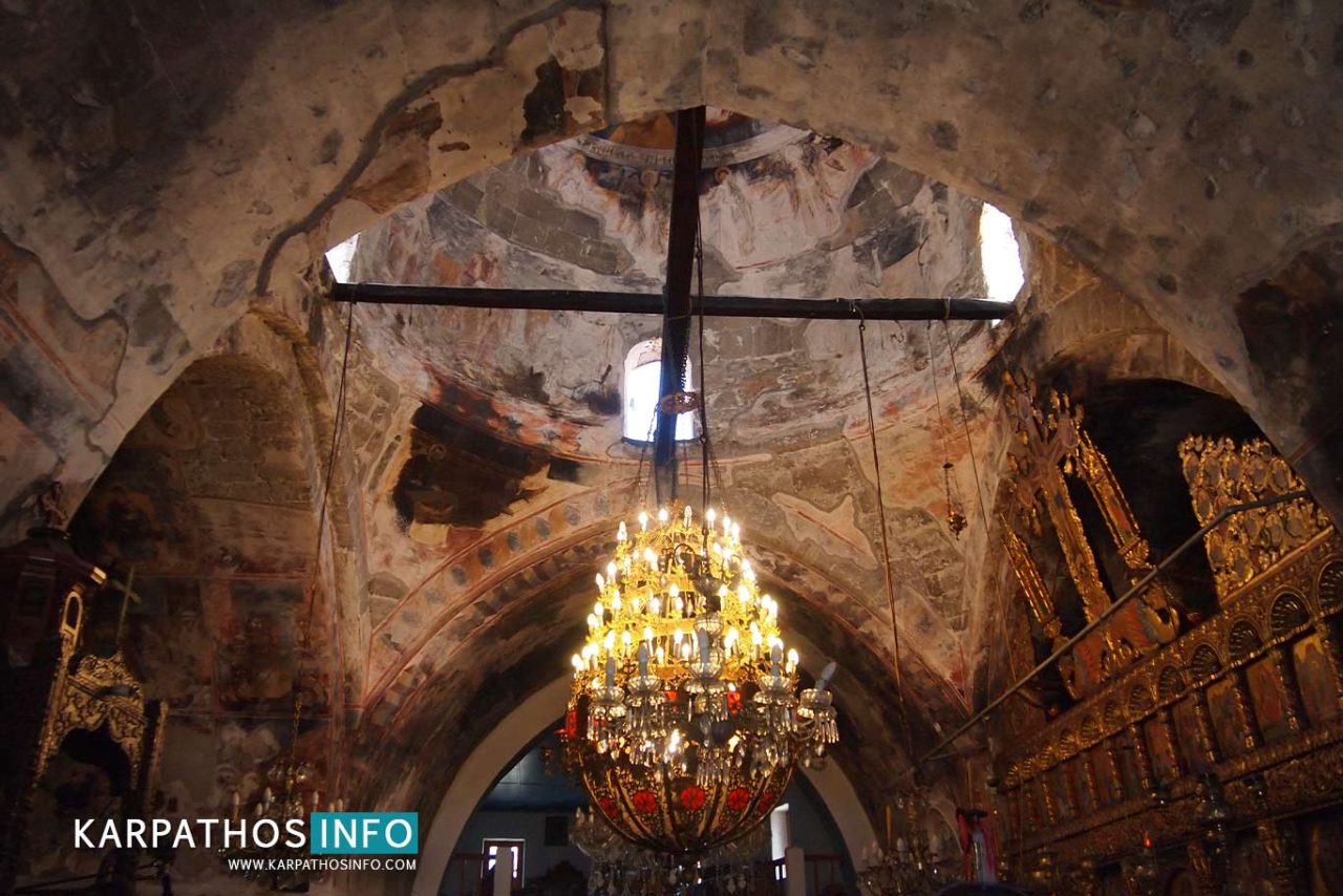 Interior, Byzantine icons, paintings in Olymbos church