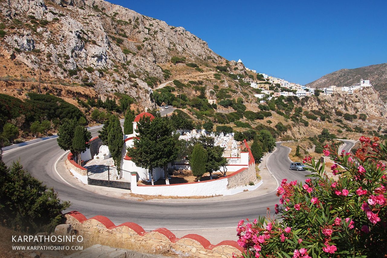 View to Menetes village in Karpathos island from October 5 Monument (Menetes War Memorial)