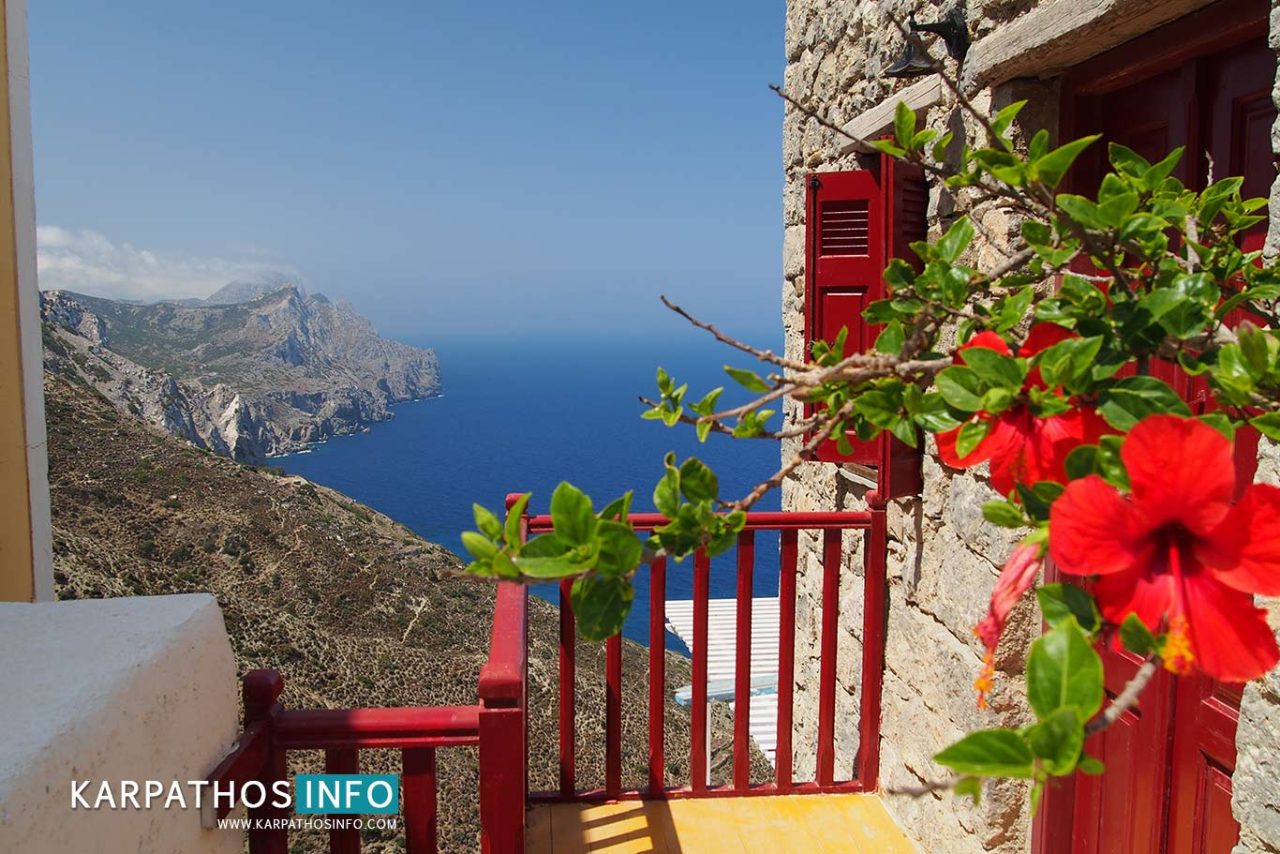 Olymbos in the mountain of Karpathos island, view to the sea