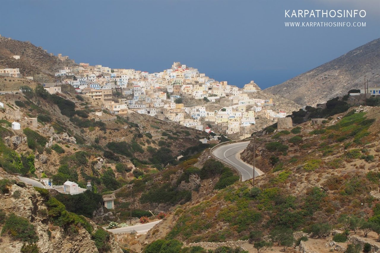 Road to Olymbos (Olympos) in Karpathos island Greece